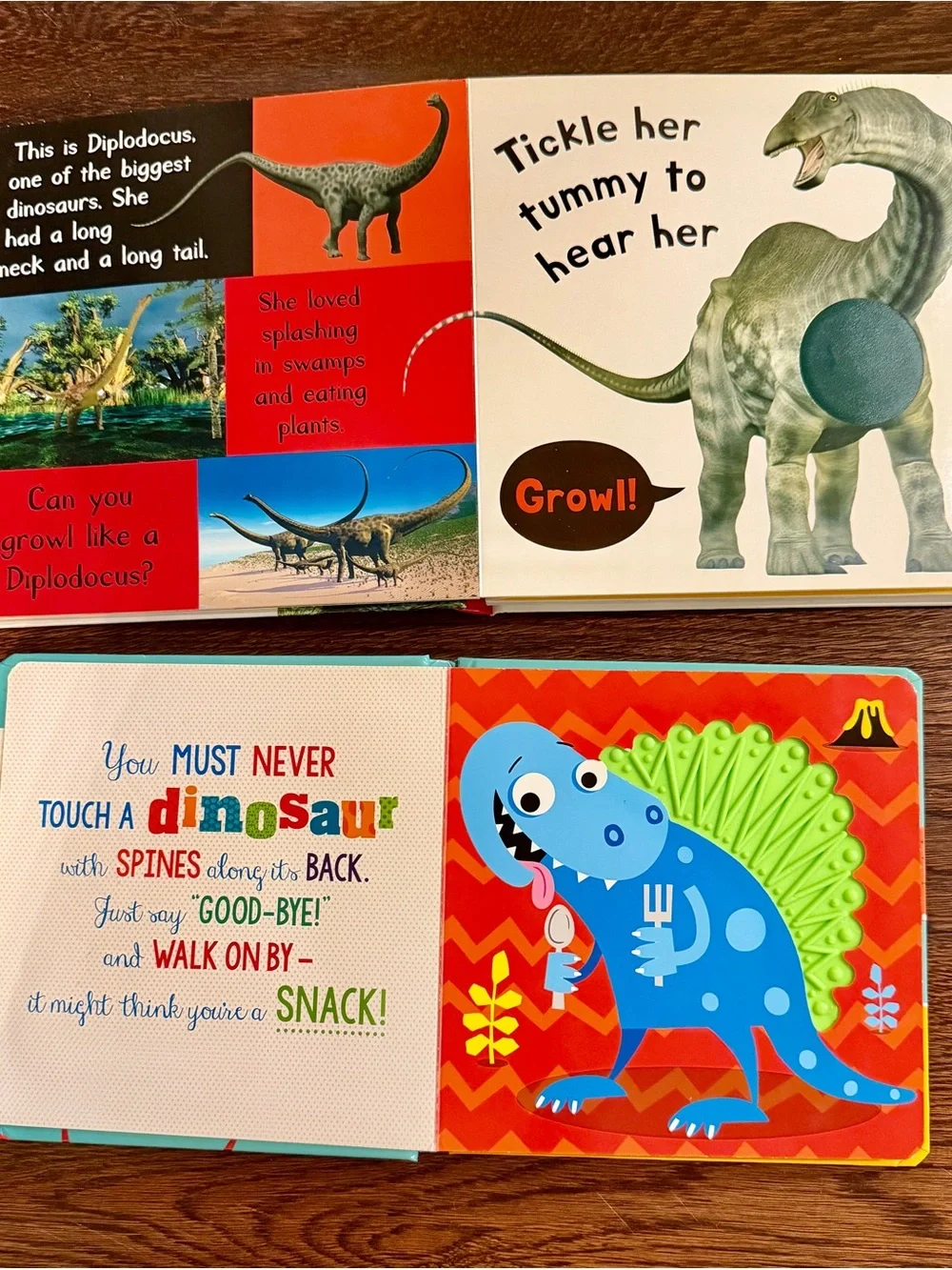 Toddler Dinosaur Sensory Book Lot Noisy Dinosaurs & Never Touch A Dinosaur